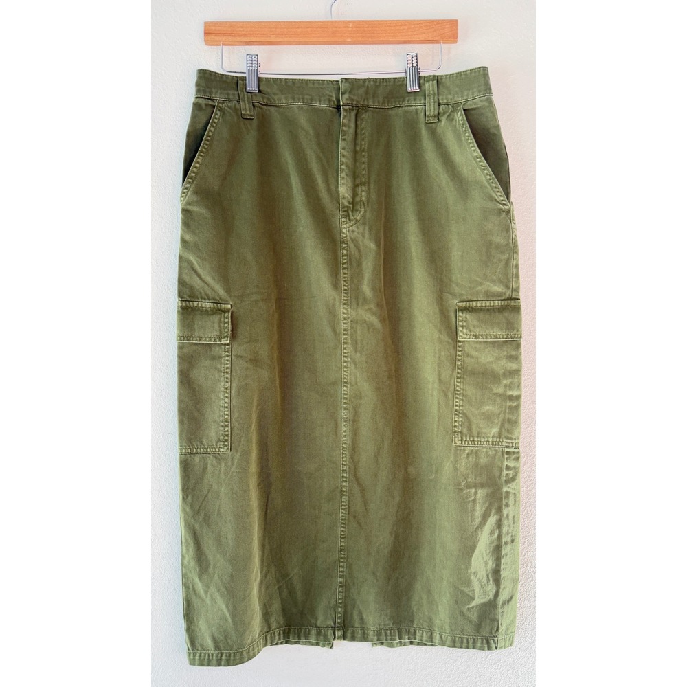 Madewell Olive Green Cargo Midi Skirt Utility Twill Pockets Casual Gorpcore NWT
